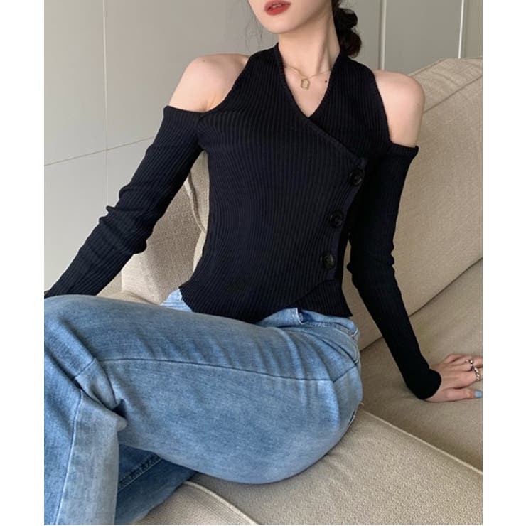 ホルターネックオフショルダーTシャツ | by muni:r | 詳細画像12 