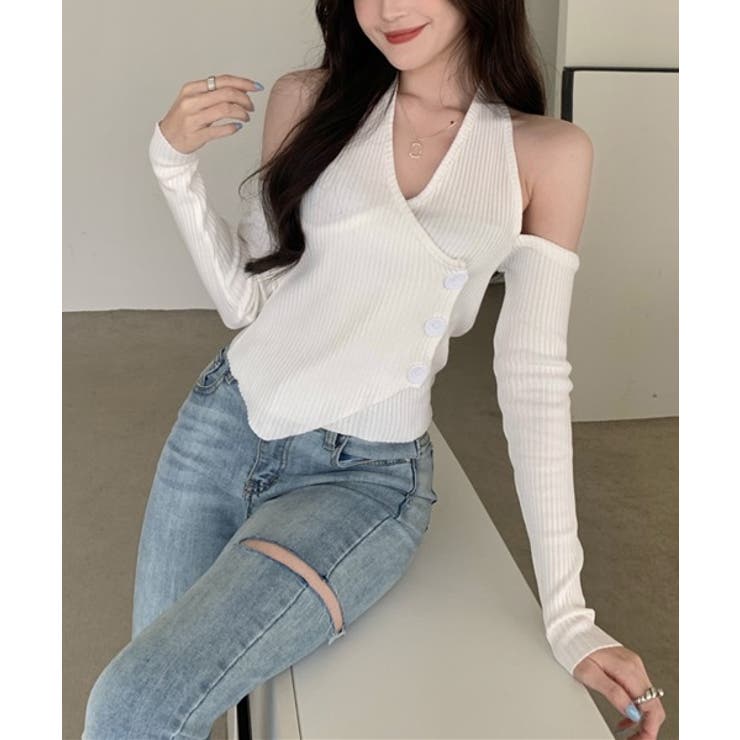 ホルターネックオフショルダーTシャツ | by muni:r | 詳細画像2 