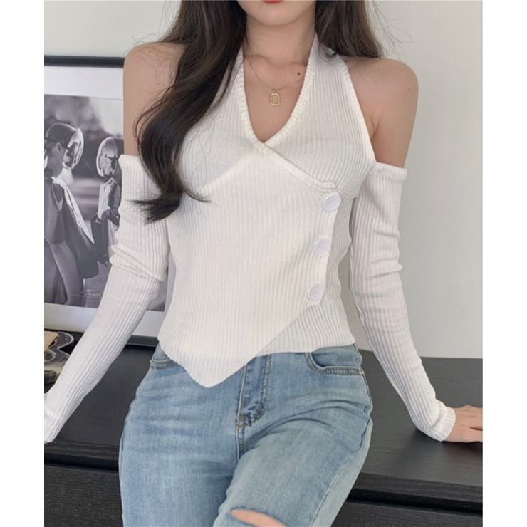 ホルターネックオフショルダーTシャツ | by muni:r | 詳細画像3 