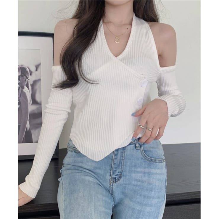 ホルターネックオフショルダーTシャツ | by muni:r | 詳細画像6 