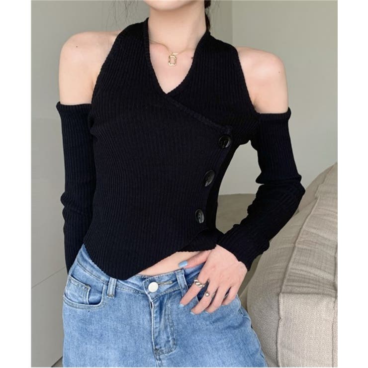 ホルターネックオフショルダーTシャツ | by muni:r | 詳細画像8 