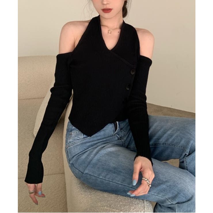 ホルターネックオフショルダーTシャツ | by muni:r | 詳細画像9 