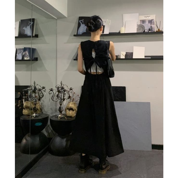 リネンバックスリットロングワンピース/[品番：FROW0001058]｜by