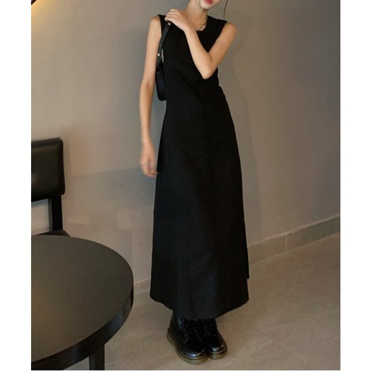 リネンバックスリットロングワンピース/[品番：FROW0001058]｜by
