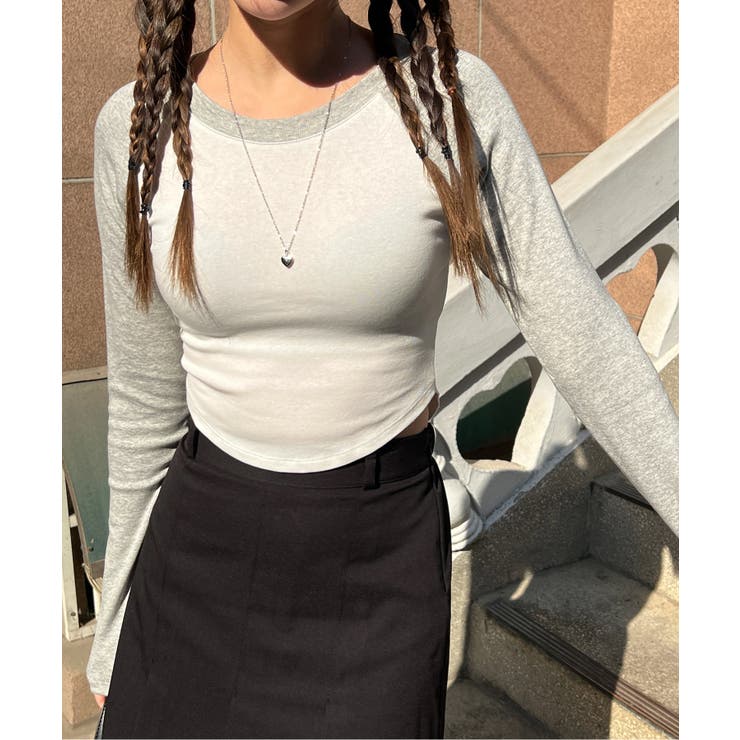 ラグランアンバランスクロップドTシャツ | by muni:r | 詳細画像30 