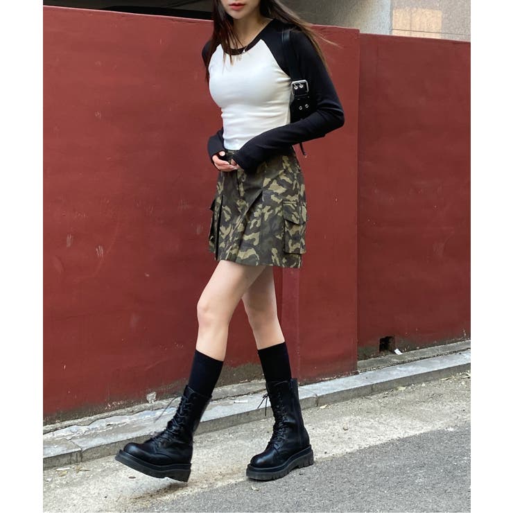 ラグランアンバランスクロップドTシャツ | by muni:r | 詳細画像7 