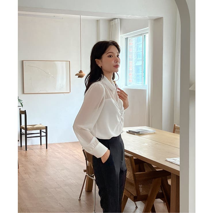 HGBQ314/美品 EMPORIO ARMANI ボウタイブラウス シースルー AKKO×Sov./ シアースリーブボウタイブラウス(WEB限定) TOPS