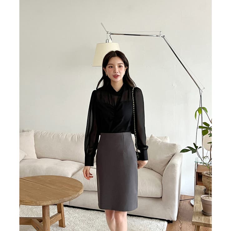 HGBQ314/美品 EMPORIO ARMANI ボウタイブラウス シースルー AKKO×Sov./ シアースリーブボウタイブラウス(WEB限定) TOPS