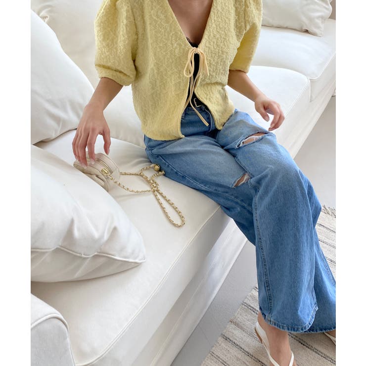 エンボスリボン2WAYパフブラウス | by muni:r | 詳細画像43 