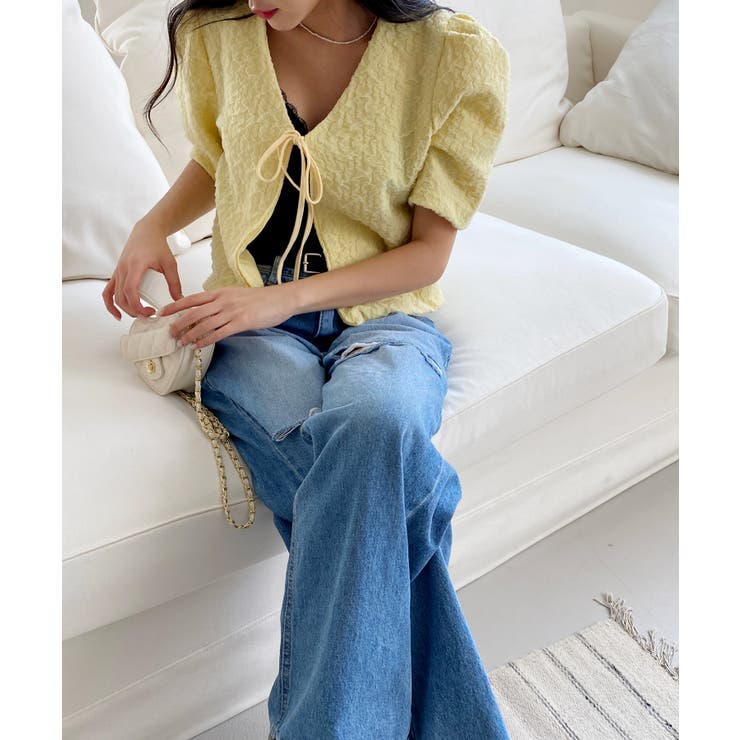 エンボスリボン2WAYパフブラウス | by muni:r | 詳細画像45 