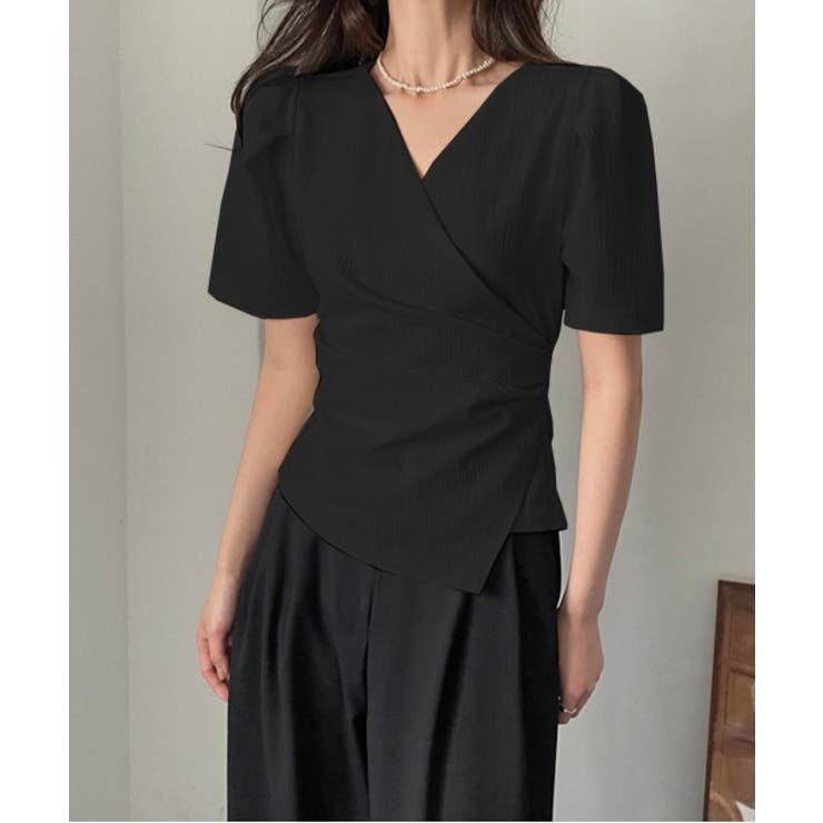 フェミニンラップ半袖ブラウス | by muni:r | 詳細画像11 