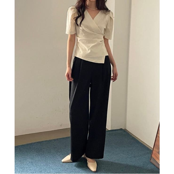 フェミニンラップ半袖ブラウス | by muni:r | 詳細画像4 