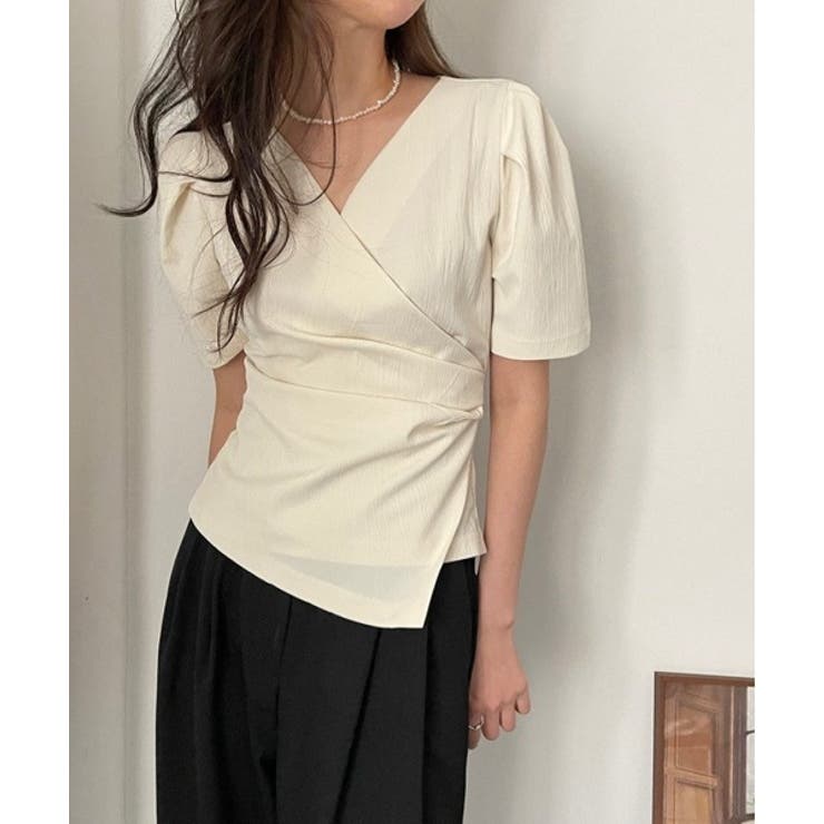 フェミニンラップ半袖ブラウス | by muni:r | 詳細画像5 