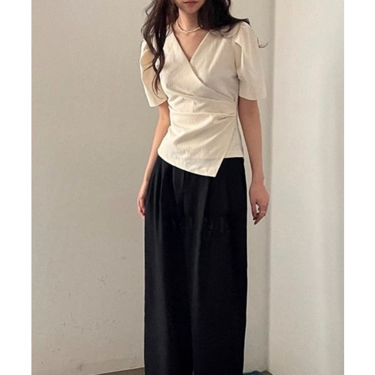 フェミニンラップ半袖ブラウス | by muni:r | 詳細画像7 