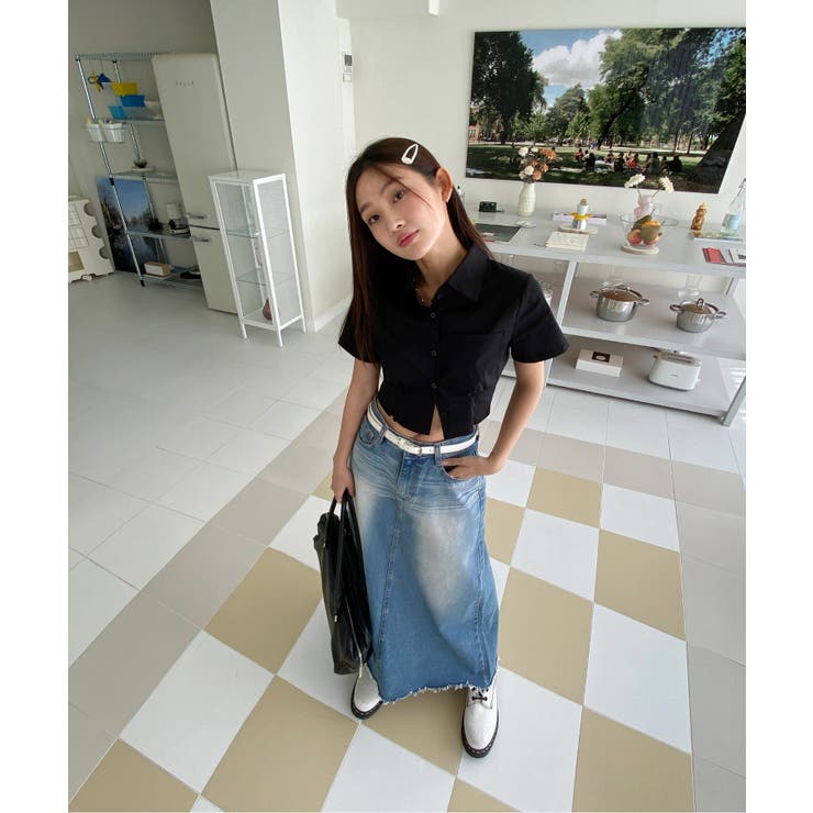 ユニークウォッシングデニムロングスカート | by muni:r | 詳細画像16 