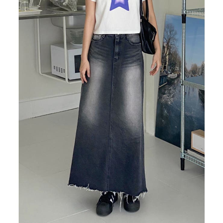 ユニークウォッシングデニムロングスカート | by muni:r | 詳細画像17 