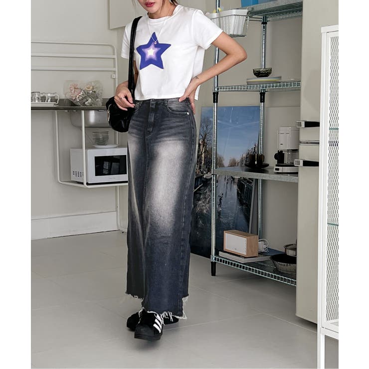 ユニークウォッシングデニムロングスカート | by muni:r | 詳細画像25 