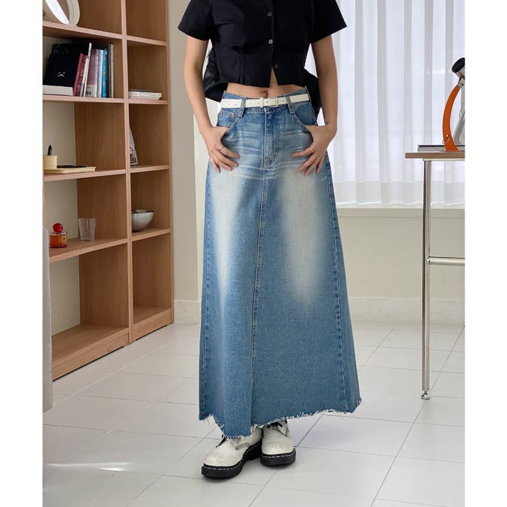 ユニークウォッシングデニムロングスカート | by muni:r | 詳細画像5 