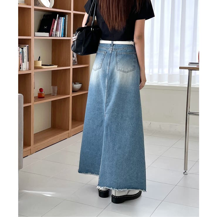 ユニークウォッシングデニムロングスカート | by muni:r | 詳細画像6 