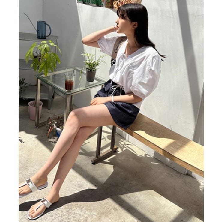 ロマンチックVシャーリングブラウス | by muni:r | 詳細画像6 