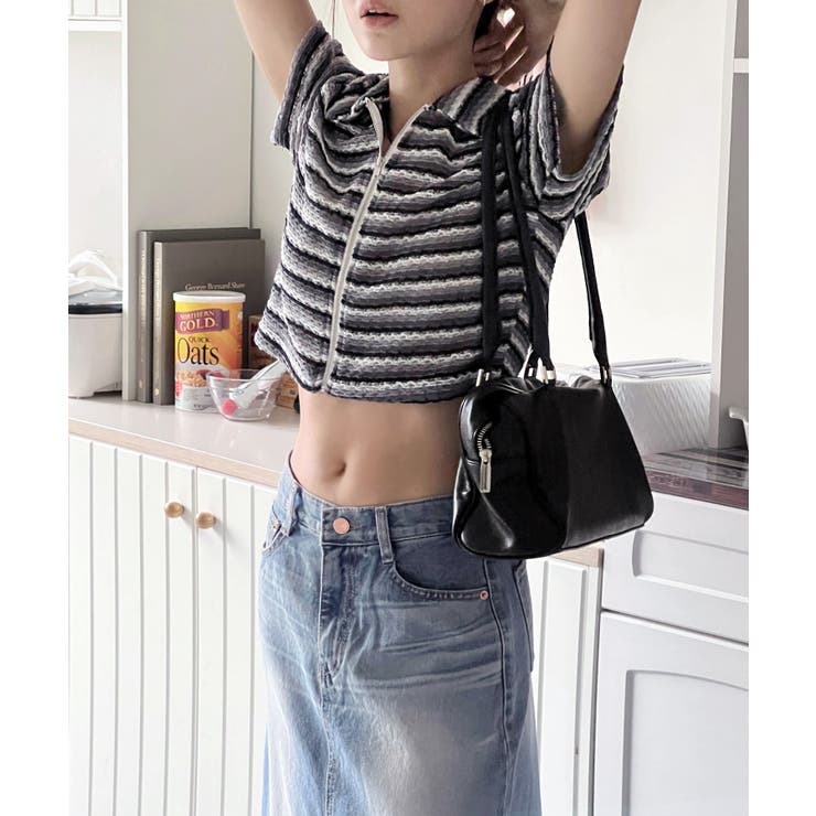 ストライプジップアップTシャツ | by muni:r | 詳細画像12 