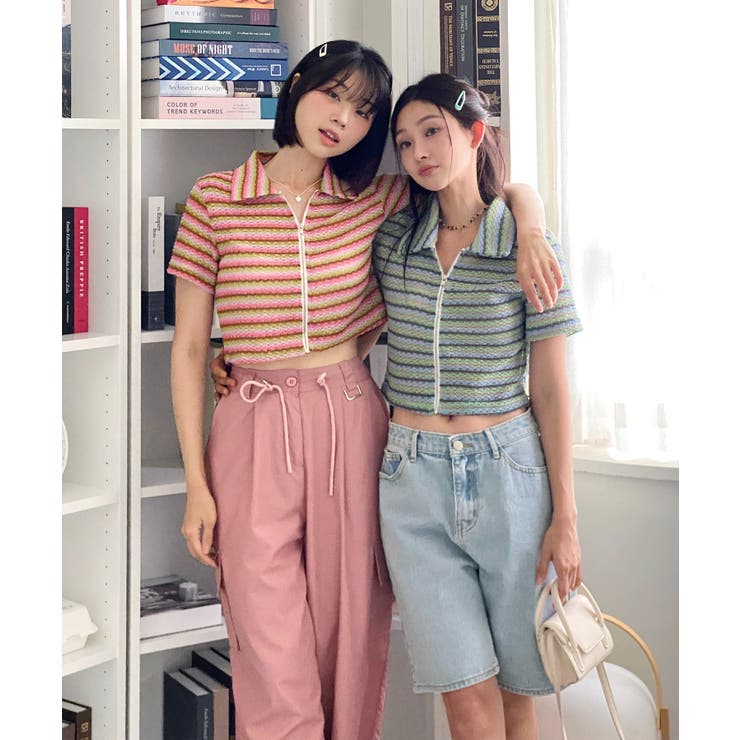 ストライプジップアップTシャツ | by muni:r | 詳細画像20 