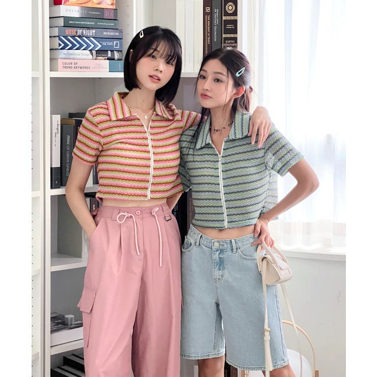 mirror9 - mirror9 ベティTシャツ Rady rienda eimy リップサービス ストライプジップアップTシャツ[品番：FROW0001168]｜by muni:r