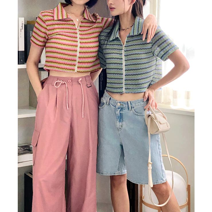 ストライプジップアップTシャツ | by muni:r | 詳細画像24 