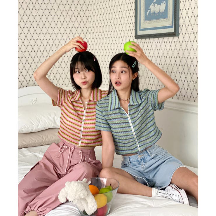 ストライプジップアップTシャツ | by muni:r | 詳細画像27 