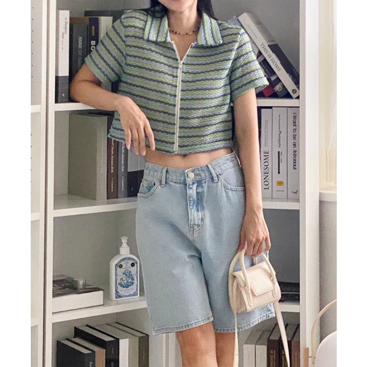 ストライプジップアップTシャツ | by muni:r | 詳細画像28 