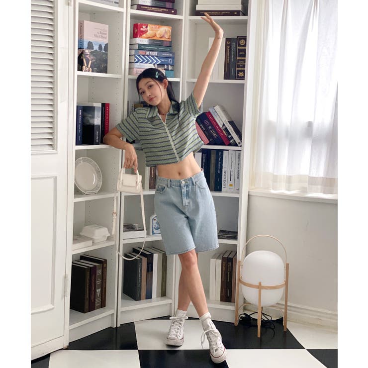 ストライプジップアップTシャツ | by muni:r | 詳細画像29 