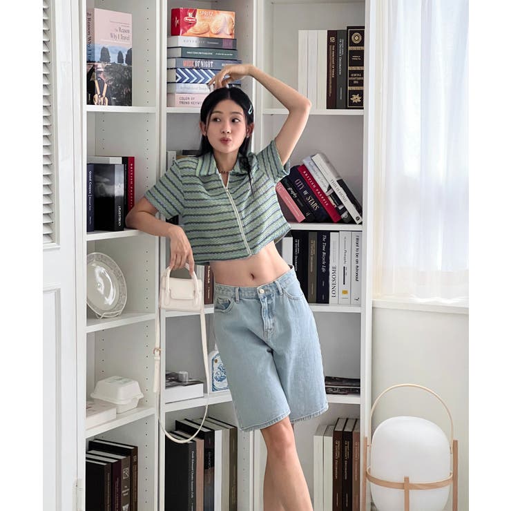 ストライプジップアップTシャツ | by muni:r | 詳細画像36 