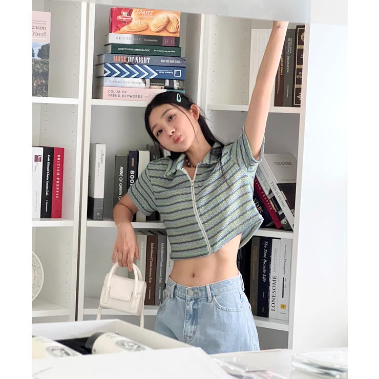 ストライプジップアップTシャツ | by muni:r | 詳細画像37 