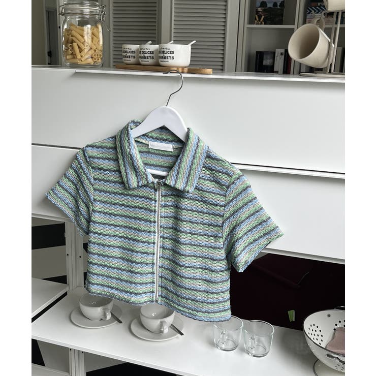 ストライプジップアップTシャツ | by muni:r | 詳細画像38 