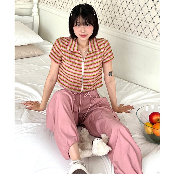 ストライプジップアップTシャツ | by muni:r | 詳細画像45 