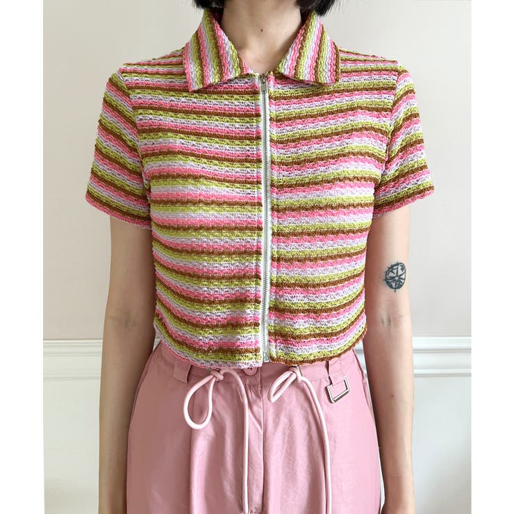 ストライプジップアップTシャツ | by muni:r | 詳細画像46 