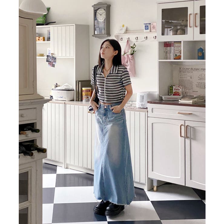 ストライプジップアップTシャツ | by muni:r | 詳細画像8 