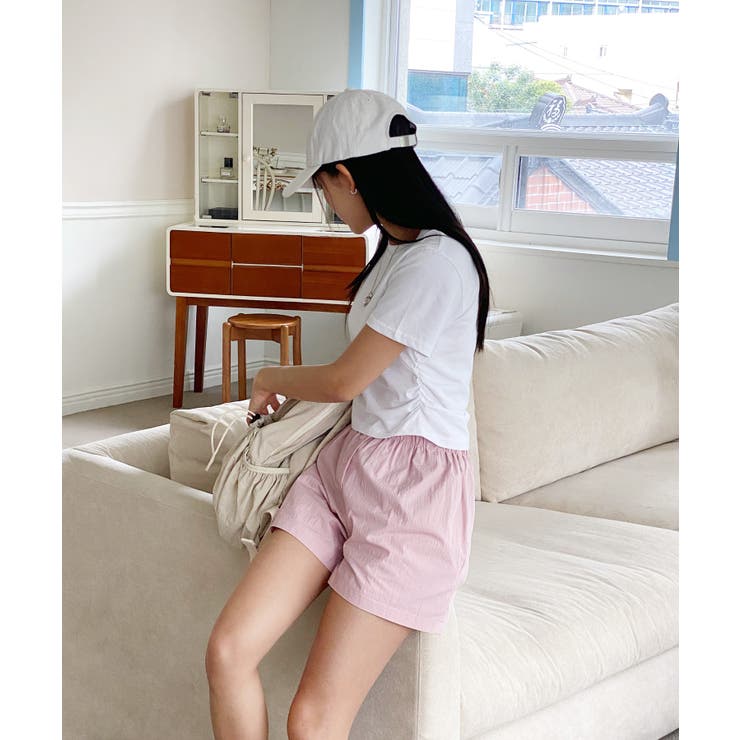 シャーリングクロップド半袖Tシャツ | by muni:r | 詳細画像13 