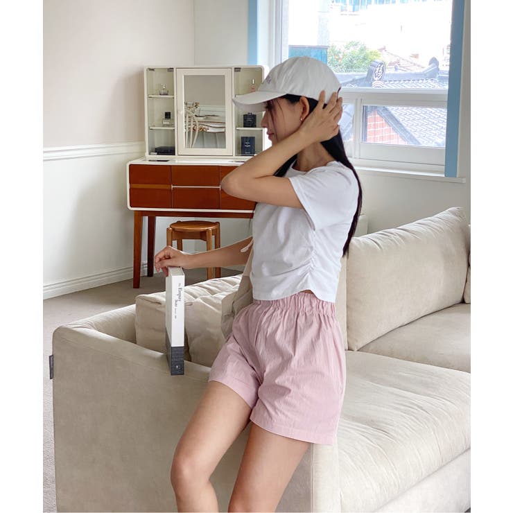 シャーリングクロップド半袖Tシャツ | by muni:r | 詳細画像14 