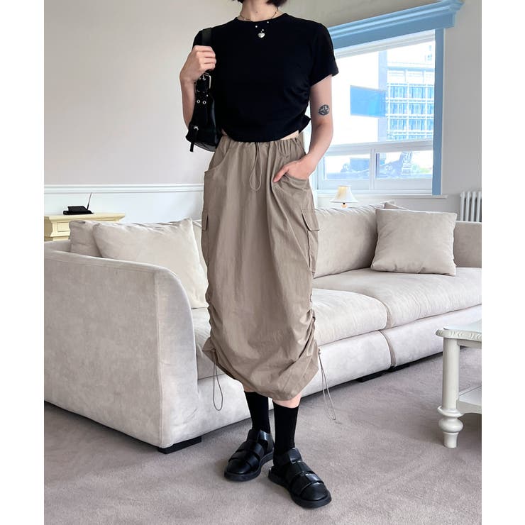 シャーリングクロップド半袖Tシャツ | by muni:r | 詳細画像22 