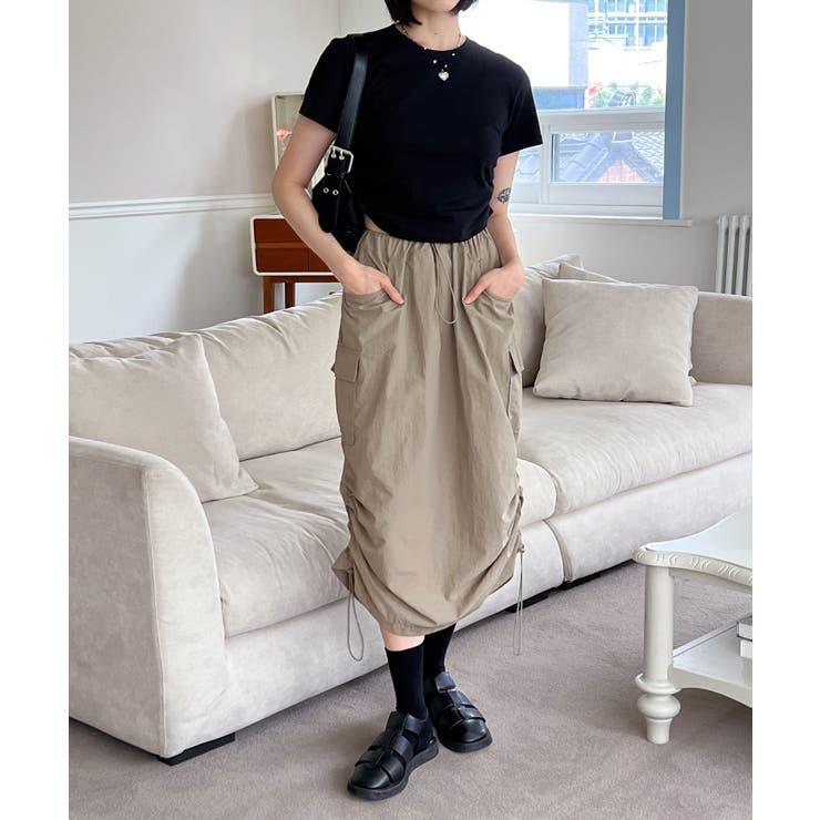 シャーリングクロップド半袖Tシャツ | by muni:r | 詳細画像26 