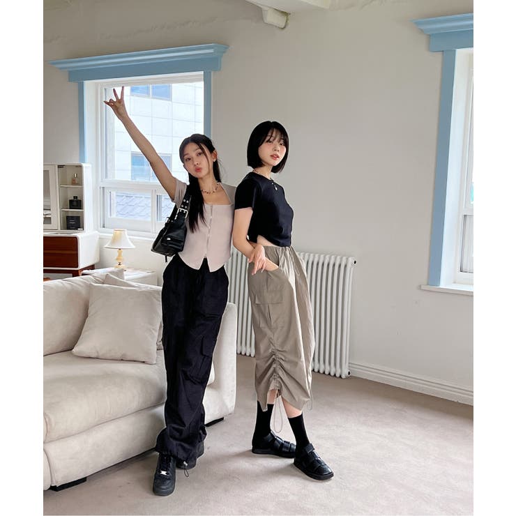 シャーリングクロップド半袖Tシャツ | by muni:r | 詳細画像29 