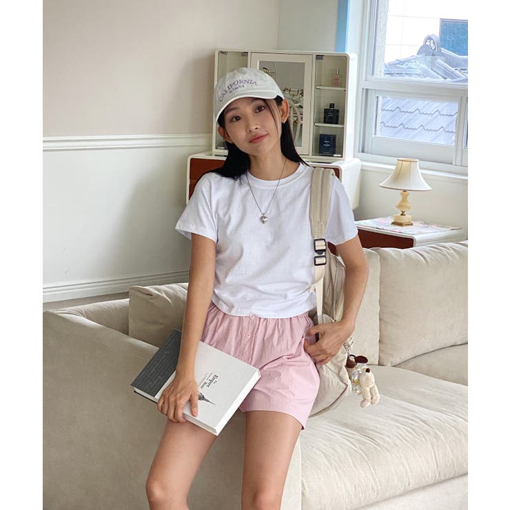 シャーリングクロップド半袖Tシャツ | by muni:r | 詳細画像3 