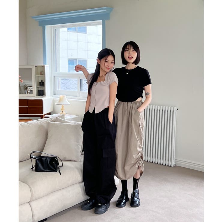 シャーリングクロップド半袖Tシャツ | by muni:r | 詳細画像30 