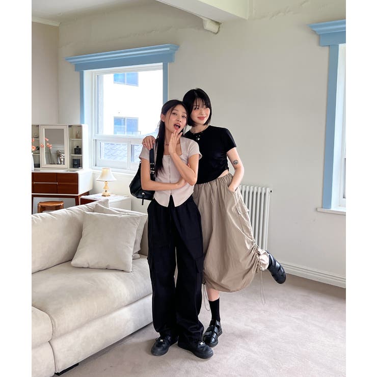 シャーリングクロップド半袖Tシャツ | by muni:r | 詳細画像34 