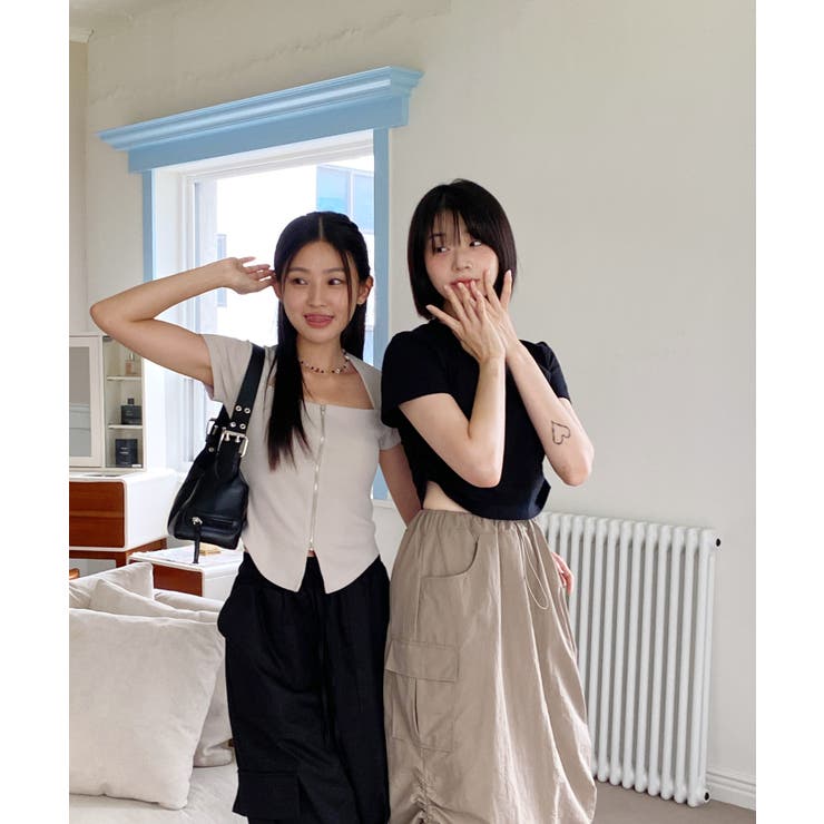 シャーリングクロップド半袖Tシャツ | by muni:r | 詳細画像36 