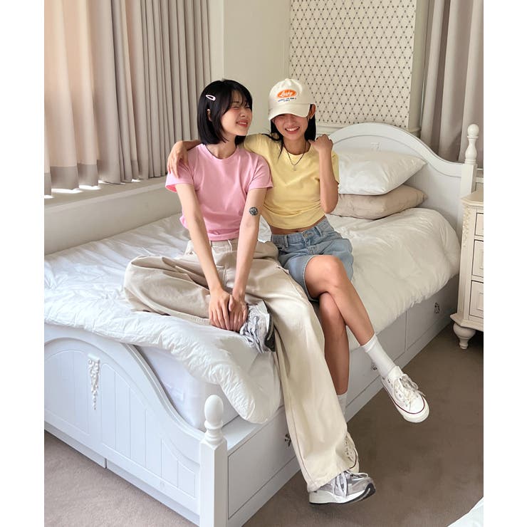 シャーリングクロップド半袖Tシャツ | by muni:r | 詳細画像39 