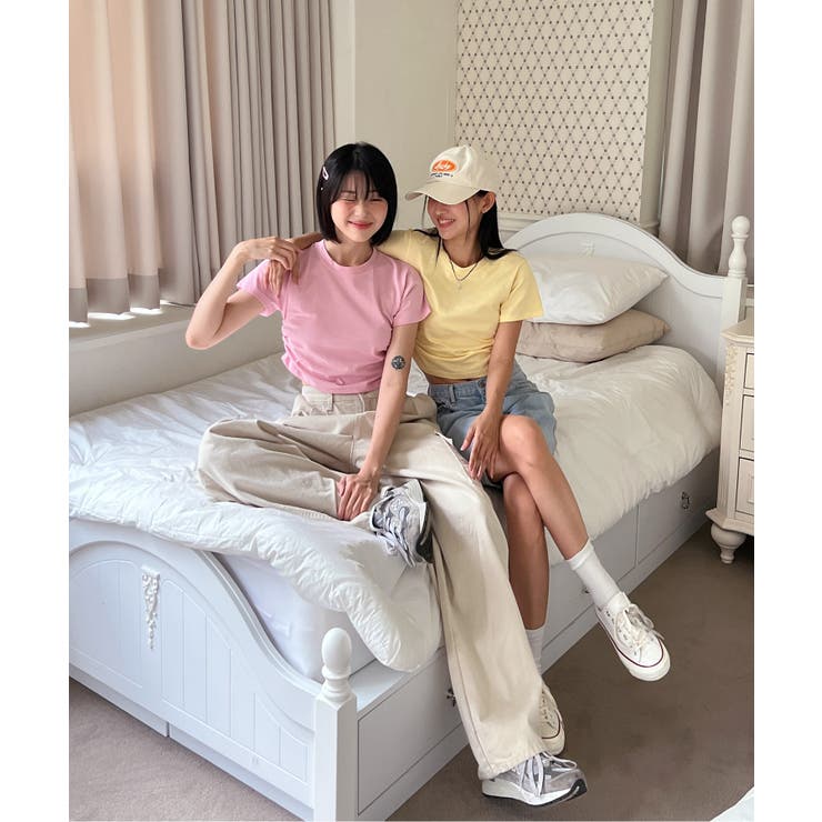 シャーリングクロップド半袖Tシャツ | by muni:r | 詳細画像40 