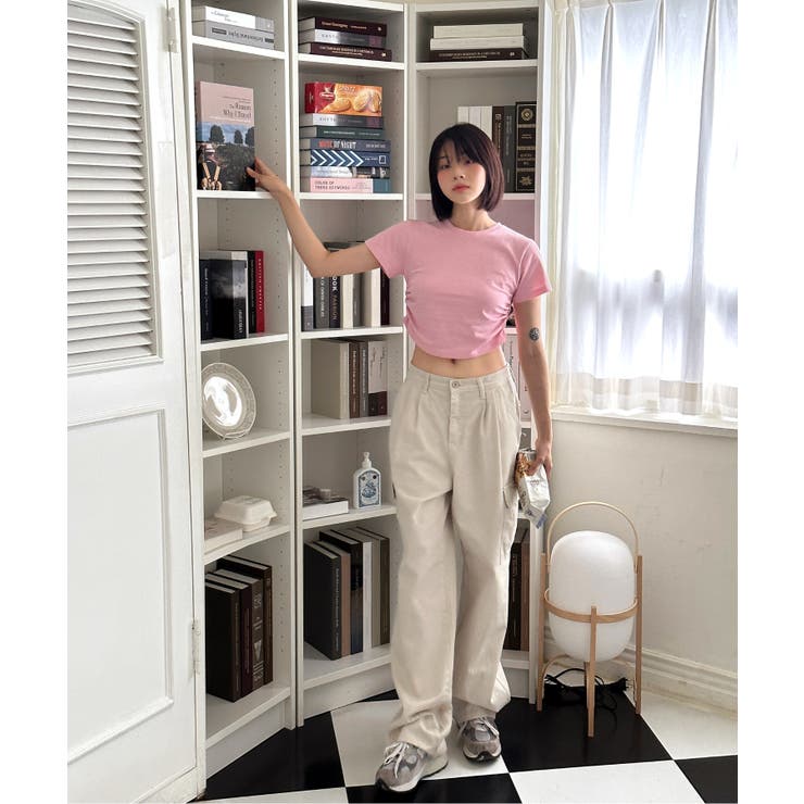 シャーリングクロップド半袖Tシャツ | by muni:r | 詳細画像44 