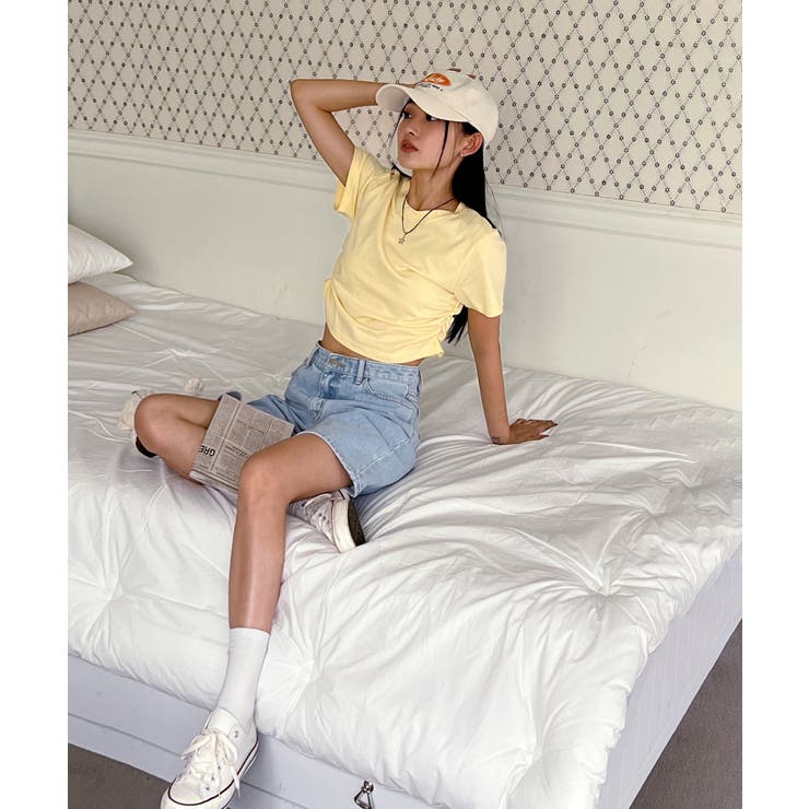 シャーリングクロップド半袖Tシャツ | by muni:r | 詳細画像54 